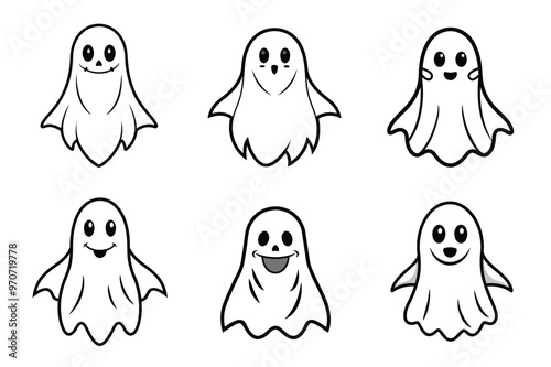 Halloween ghost vector line arts