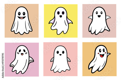 Halloween ghost vector line arts