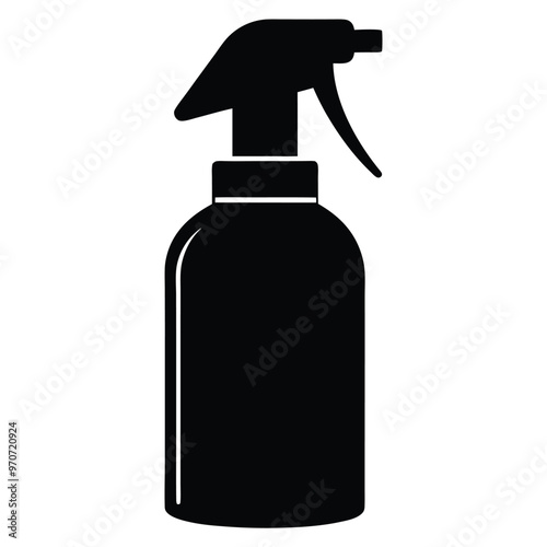 Vector Spray Bottle Silhouette Line Art.