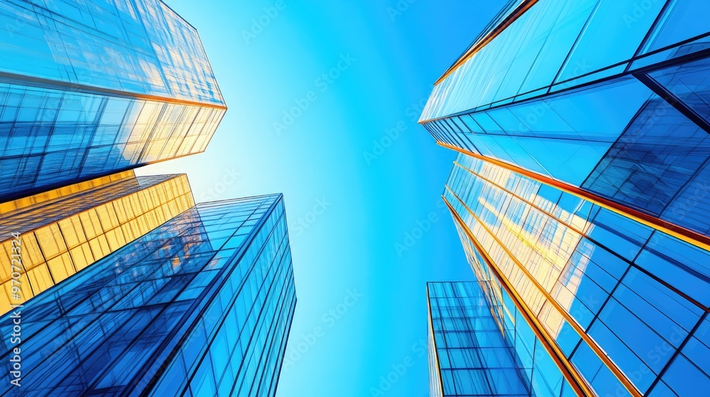 Obraz premium Vibrant Modern Cityscape with Skyscrapers and Urban Elements