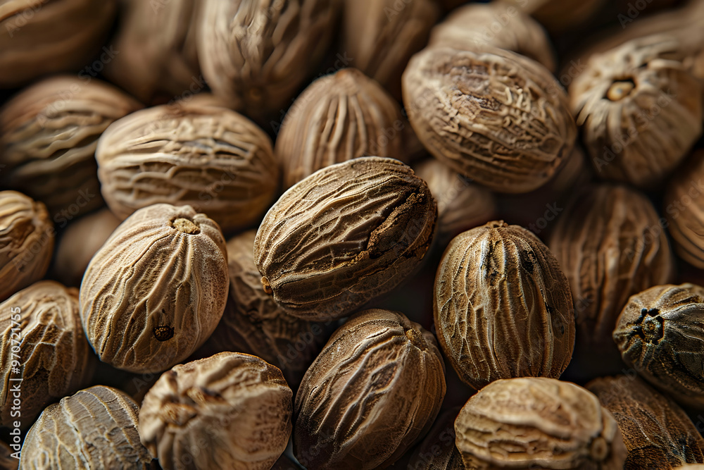Macro Photo of Nutmeg Seeds, Aromatic Spice, Food Photography Macro Photo of Nutmeg Seeds, Aromatic Spice, Food Photography