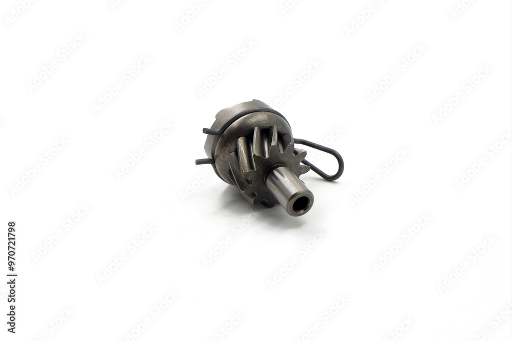 Spare parts of motorcycle, pinion kick starter, isolated on white background Spare parts of motorcycle, pinion kick starter, isolated on white background