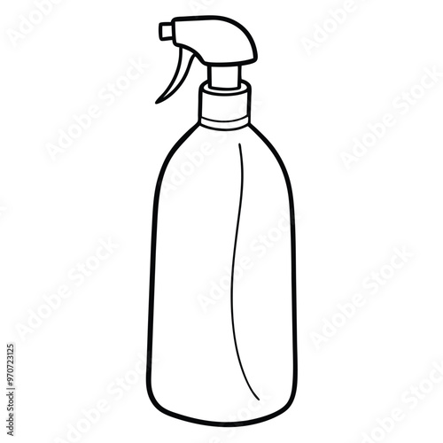 Vector Spray Bottle Silhouette Line Art.