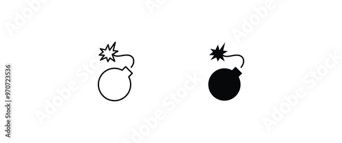 bomb, boom icon button, vector, sign, symbol, logo, illustration, editable stroke, flat design style isolated on white