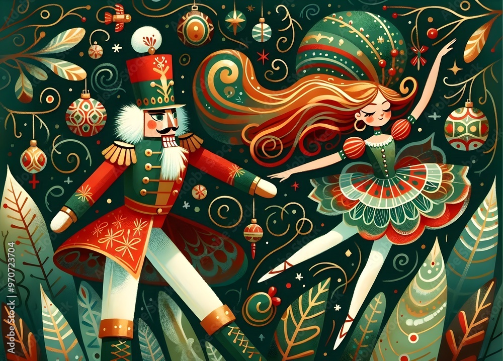 Fototapeta premium Nutcracker Festivo: Magia Navideña Ilustrada