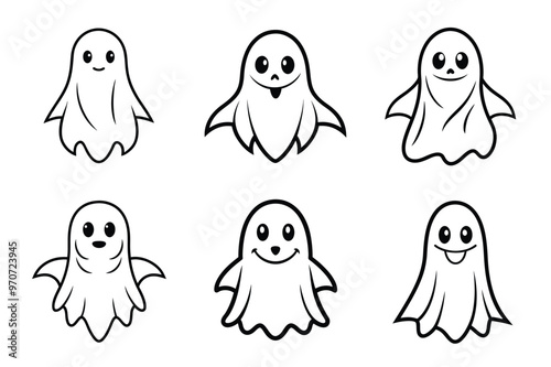 Halloween ghost vector line arts