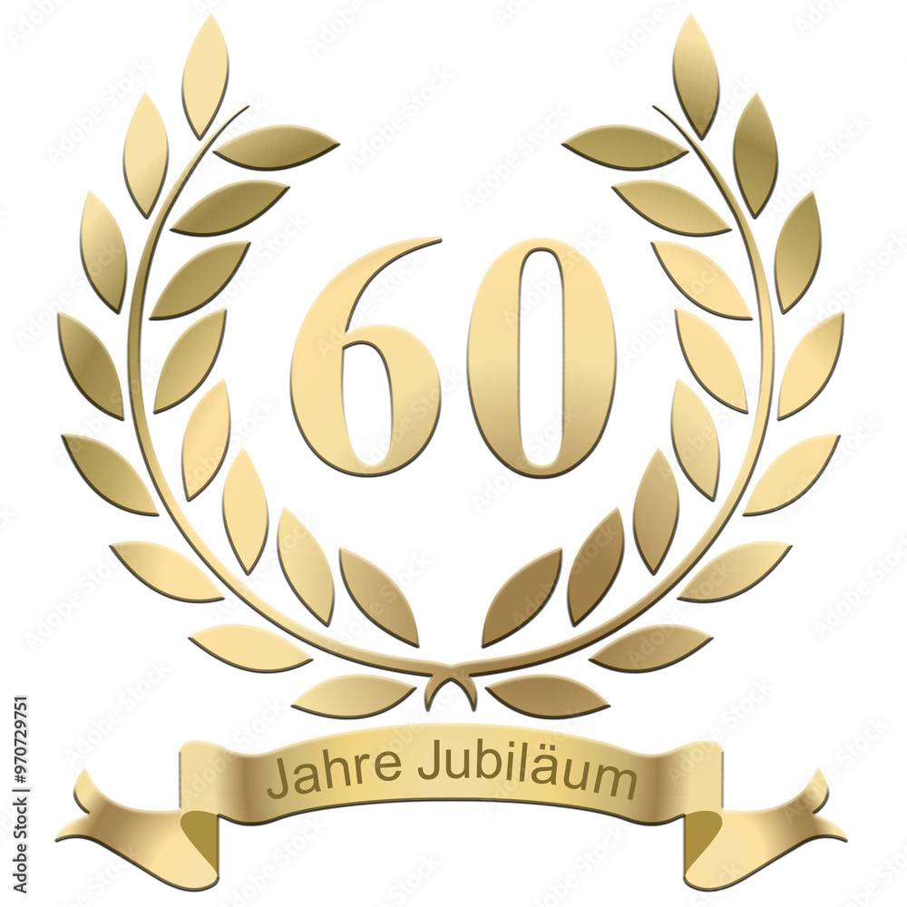 Laurels For the 60th jubilee with text in German Laurels For the 60th jubilee with text in German
