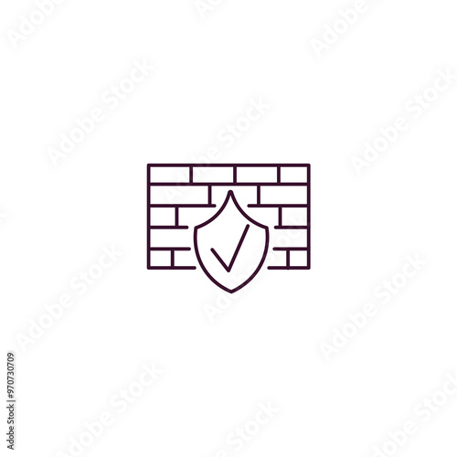 Free Download firewall outline icon. Linear vector from internet security concept. Thin line firewall icon isolated on white background - GFXLoad