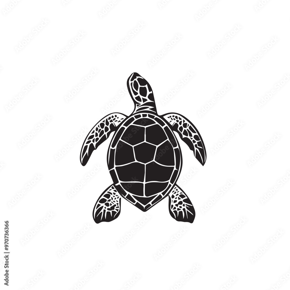Fototapeta premium Turtle in cartoon, doodle style . Image for t-shirt, web, mobile apps and ui. Isolated 2d vector illustration in logo, icon, sketch style, Eps 10, black and white. AI Generative