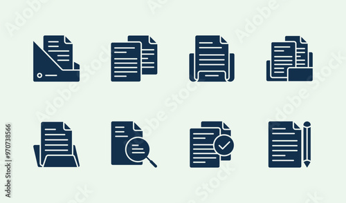 Minimalist professional document presentation modern field icon set design
