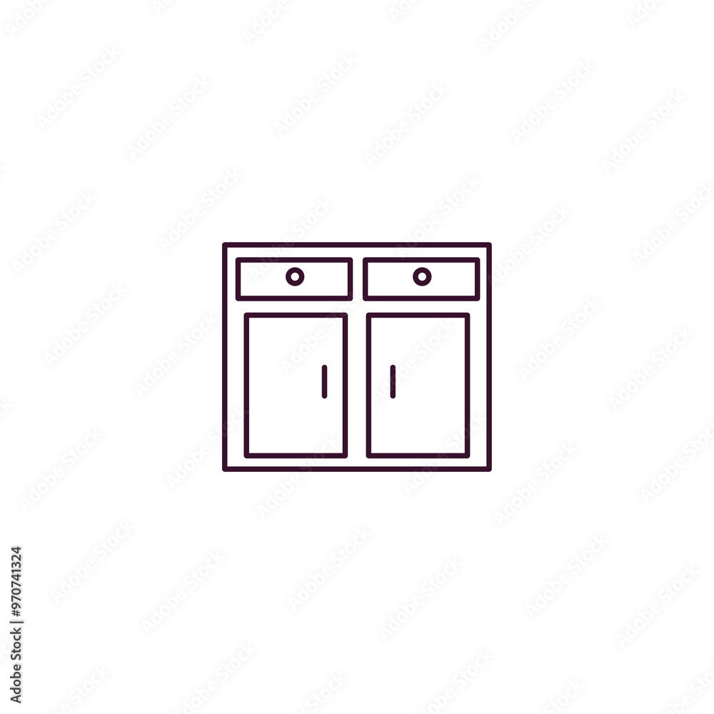 kitchen cabinet outline icon. Linear vector from kitchen concept. Thin line kitchen cabinet icon isolated on white background kitchen cabinet outline icon. Linear vector from kitchen concept. Thin line kitchen cabinet icon isolated on white background