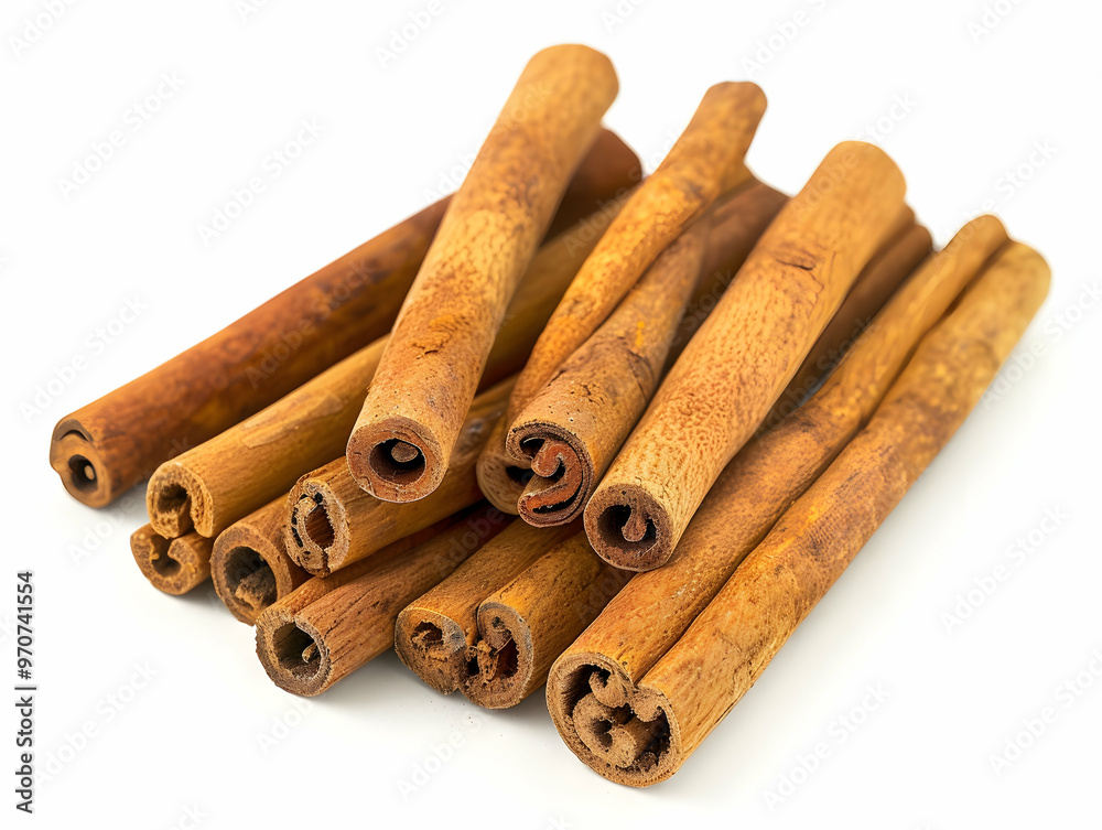 Photo of Aromatic Cinnamon Sticks on White Background Photo of Aromatic Cinnamon Sticks on White Background