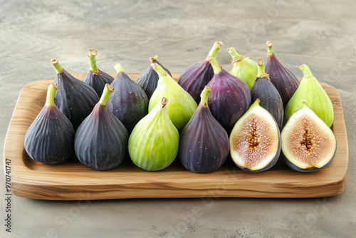 fresh figs on wooden table photo
