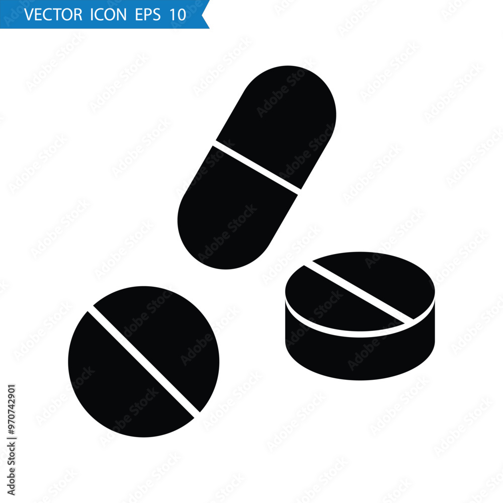 Medicine pill icon vector symbol