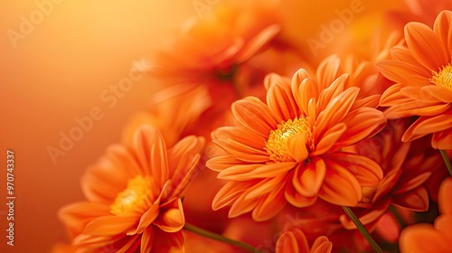 A close-up of vibrant orange flowers blooming against a deep orange background, symbolizing nature's beauty.