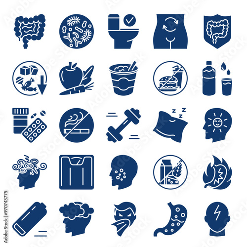 Healthy digestive system icon set. Vector illustration