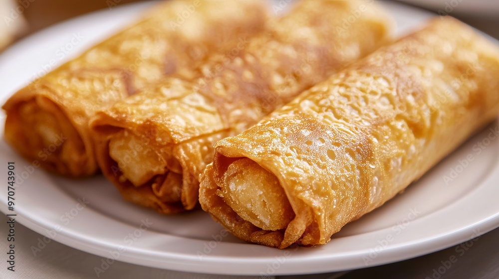 Egg roll biscuit on plate Egg roll biscuit on plate