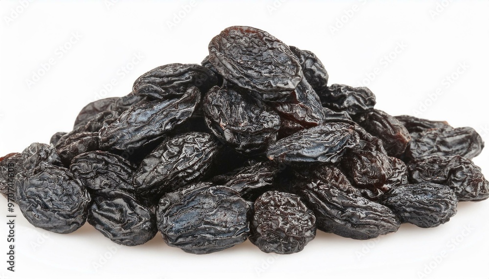 Black Raisin In White Bowl on White background. ai generated Black Raisin In White Bowl on White background. ai generated