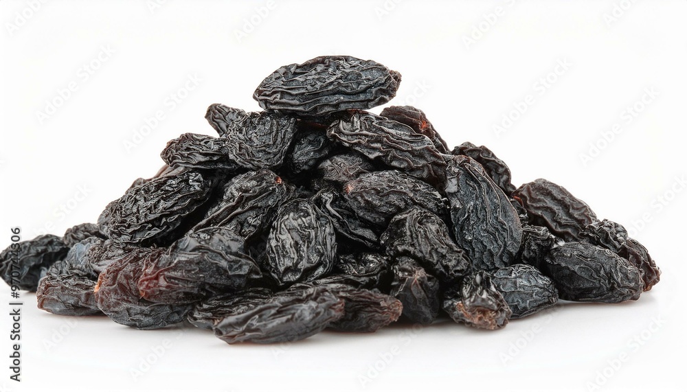 Black Raisin In White Bowl on White background. ai generated Black Raisin In White Bowl on White background. ai generated