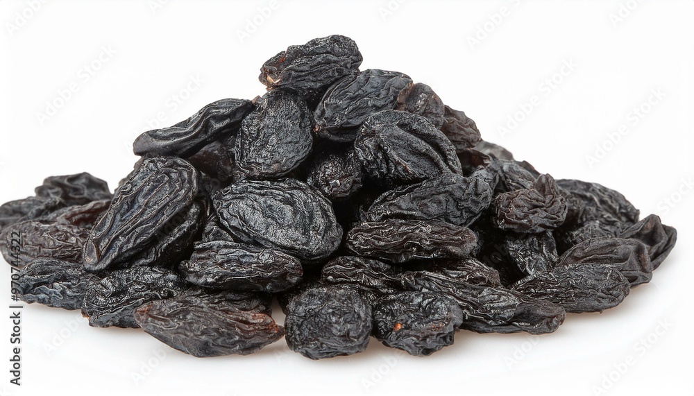 Black Raisin In White Bowl on White background. ai generated Black Raisin In White Bowl on White background. ai generated