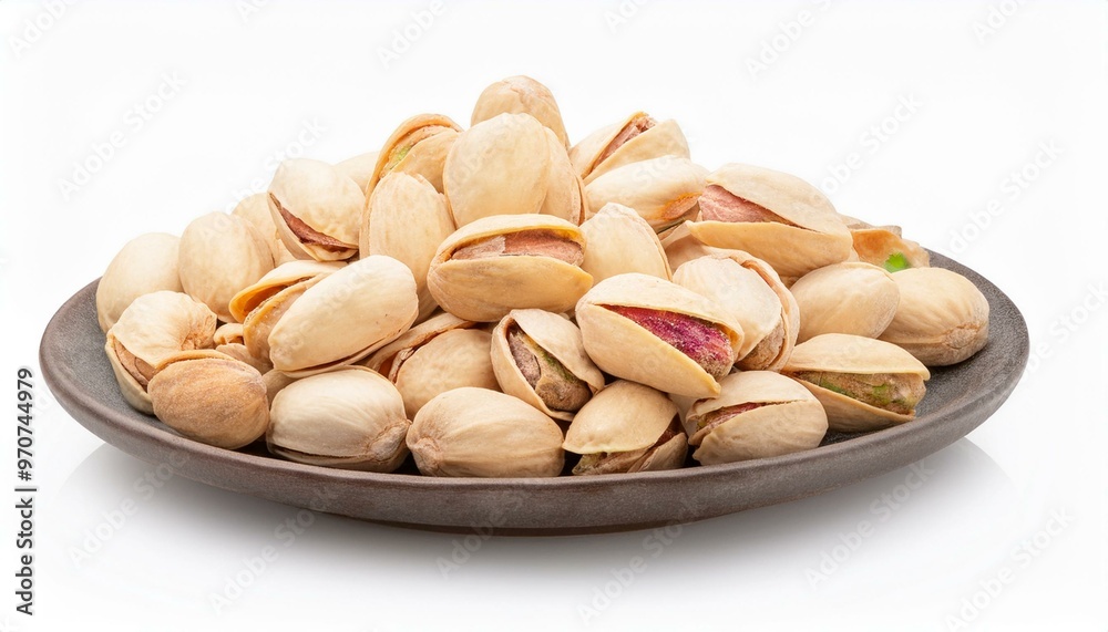 Roasted one Pistachios nuts isolated on white background with clipping path. ai generated Roasted one Pistachios nuts isolated on white background with clipping path. ai generated