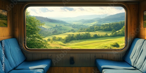 Serene Swiss Farmland Viewed Through Train Window