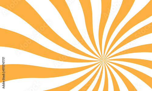 Yellow sun with wavy rays background. Poster with sunburst, sunrise or sunset in trendy 60 s 70s 80s groovy style. Preppy summer theme background. Vector illustration. EPS 10/AI