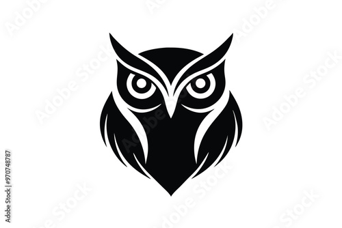 A creative owl logo, silhouette, symbol, Illustration Unique Design with white background