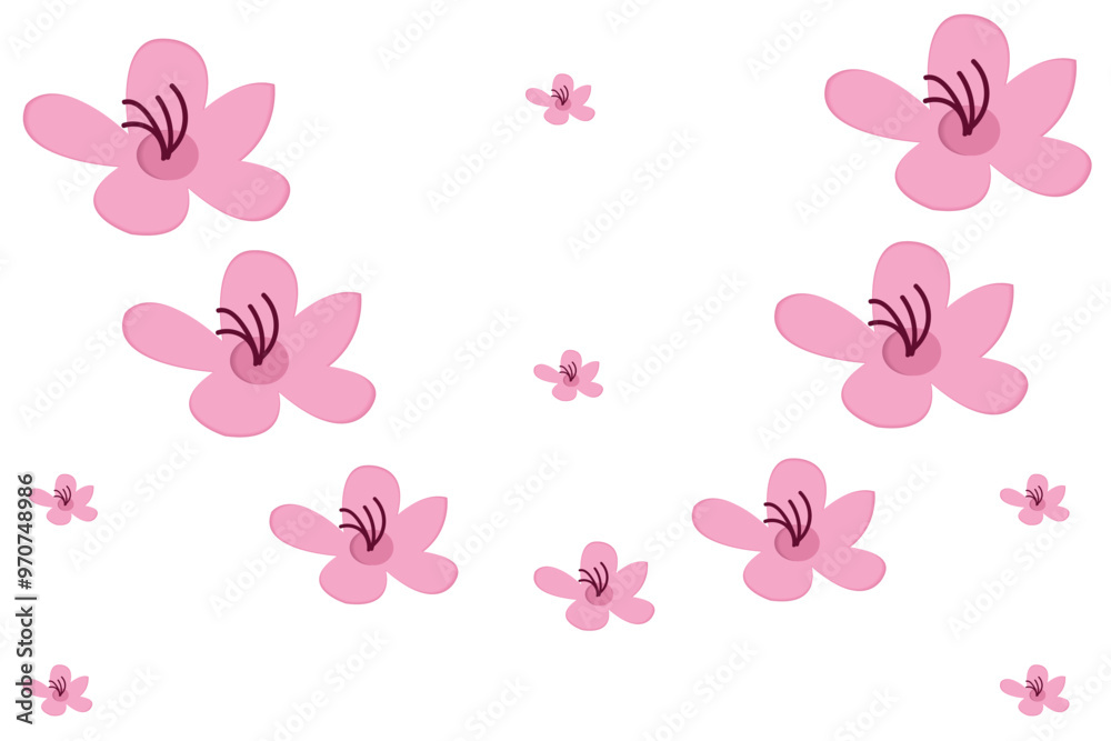 Cherry blossoms in full bloom. Cute hand painted spring flower set. Vector illustration. Including flower blossoms, petals, and bud. Cherry blossoms in full bloom. Cute hand painted spring flower set. Vector illustration. Including flower blossoms, petals, and bud.