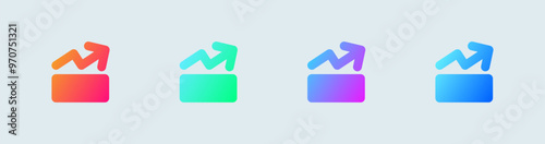 Level up solid icon in gradient colors. Competition signs vector illustration.