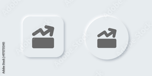 Level up solid icon in neomorphic design style. Competition signs vector illustration.