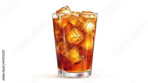 Iced tea clipart, element, 3D illustration, realistic, isolated on white background