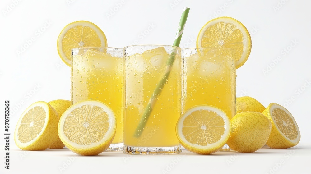 Lemonade clipart, element, 3D illustration, realistic, isolated on white background Lemonade clipart, element, 3D illustration, realistic, isolated on white background