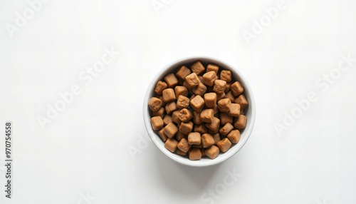 Dry cat and dog food bowl from above isolated on white background new beautiful stock image illustration AI