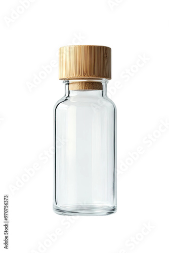 Empty glass bottle with bamboo lid