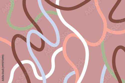 Abstract line wallpaper. Abstract vector. Simplicity. Backdrop. Gift wrap.Postcard. Graphic design. Multicolour.Fabric.Decorative. Earth tone colour.Wave pattern. Ornament. Dynamic.Contemporary.Brown.