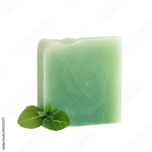 A bar of green soap with mint