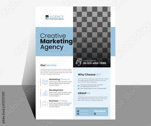Modern Blue Corporate creative, digital marketing agency,marketing modern layout, elegant, abstract business, flyer design for agency business and personal use.
