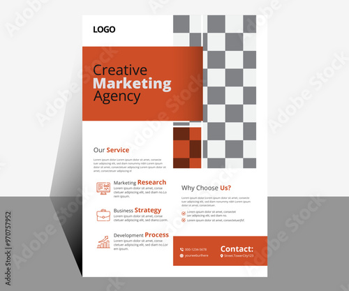 Modern Corporate creative, digital marketing agency,cover modern layout, elegant, abstract business,orange, gradient effect flyer design for agency business and personal use.