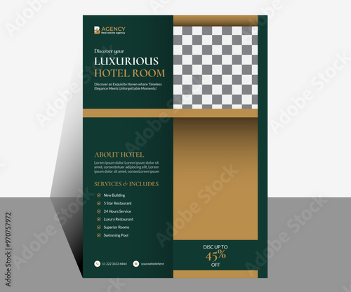 Elegant luxury hotel creative,marketing modern layout, Gradient effect, elegant, abstract business, flyer design for agency business and personal use.