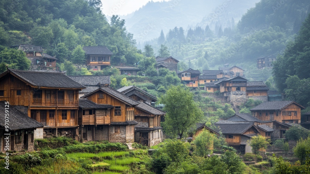 Village in Wangxian Valley in Shangrao Jiangxi China Village in Wangxian Valley in Shangrao Jiangxi China