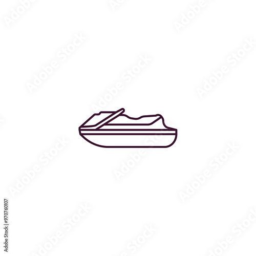 jetski facing right outline icon. Linear vector from nautical concept. Thin line jetski facing right icon isolated on white background