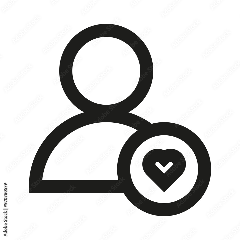 User profile icon. Favorite person symbol. Heart checkmark badge. Minimalist vector design. User profile icon. Favorite person symbol. Heart checkmark badge. Minimalist vector design.
