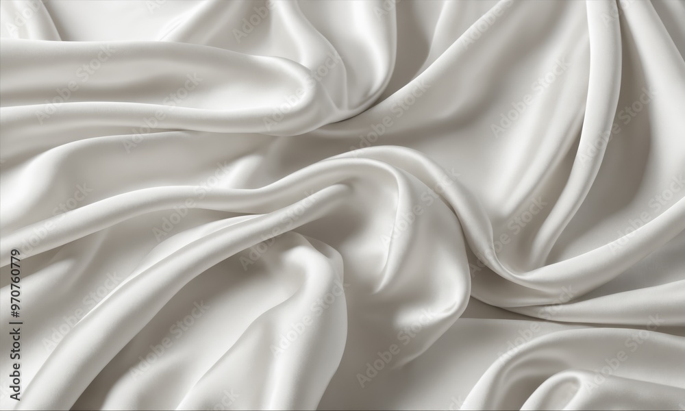 Fototapeta premium White satin fabric texture with soft folds background