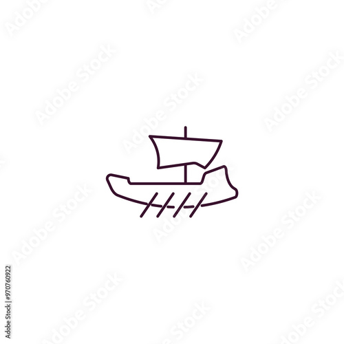 yacht facing right outline icon. Linear vector from nautical concept. Thin line yacht facing right icon isolated on white background