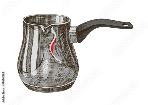 Hand drawn coffee cezve vector