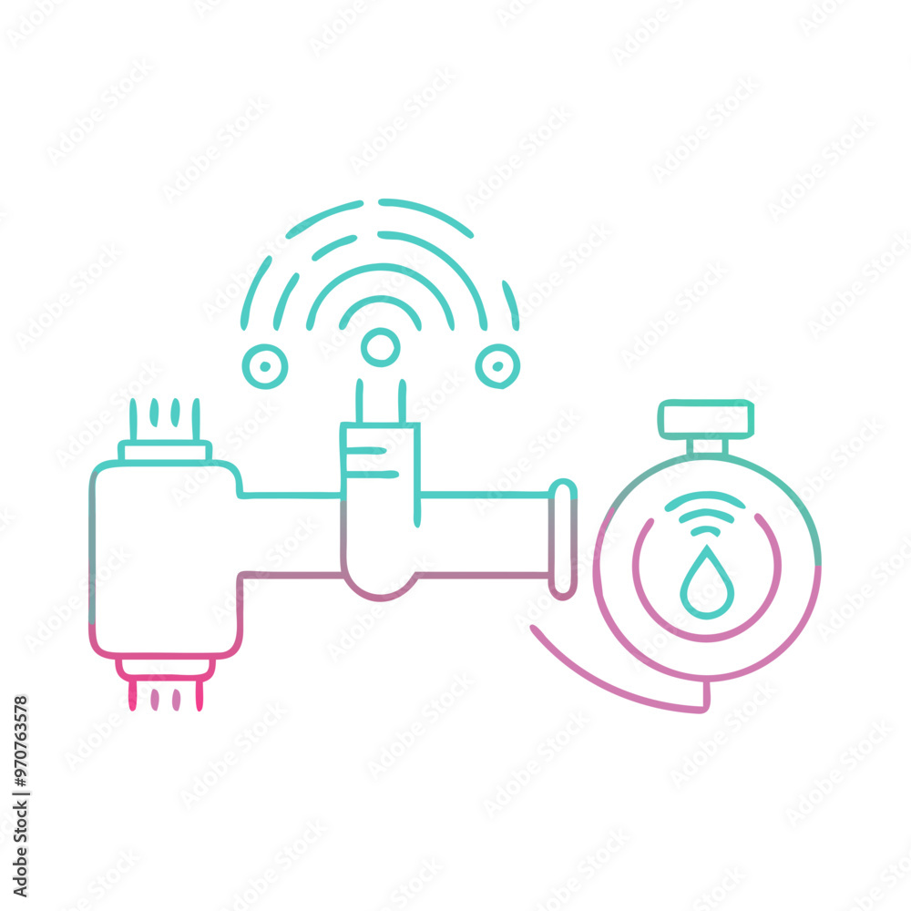 Editable icon of smart water shutoff valve in blue and purple tones, water control
Editable icon of smart water shutoff valve in blue and purple tones, water control