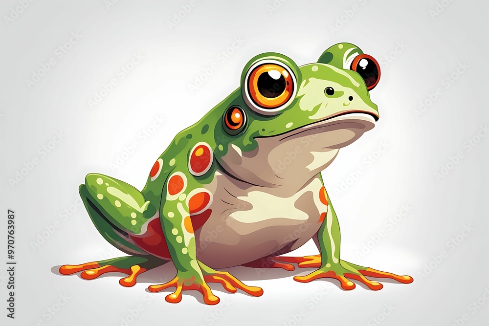 A Green and Red Spotted Frog with Large Eyes A Green and Red Spotted Frog with Large Eyes