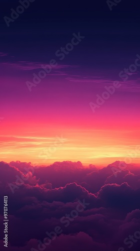 A breathtaking sunset over a sea of clouds, painted in vibrant hues of pink, orange, and yellow.