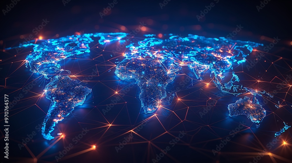 Abstract World Map Concept of Global Network and Connectivity Abstract World Map Concept of Global Network and Connectivity